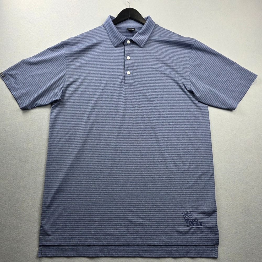 Dunning Golf Mens XL Blue Striped Performance Polo Valero Benefit For‎ Children